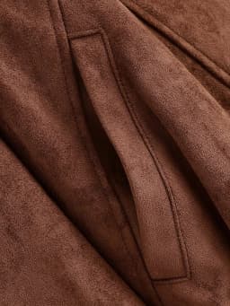 Autumn Casual Fashion Lady Streetwears Vintage Brown Suede Leather Women's Jacket Solid Loose Long Sleeved Pocket Brand Coat