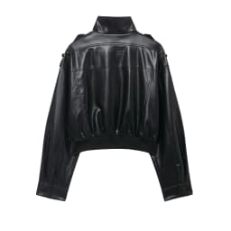 DUOPERI Women's Fashion With Pockets PU Black Jackets High Street High Neck Long Sleeves Coats Female Elegant Chic Lady Outfits
