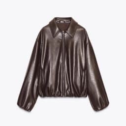 Fall New Arrival Women's Casual Fashion Leather Pilot Collar Jacket Coat High-End Feel Zipper Loose Fit Long Sleeve Zipper