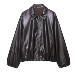 Fall New Arrival Women's Casual Fashion Leather Pilot Collar Jacket Coat High-End Feel Zipper Loose Fit Long Sleeve Zipper