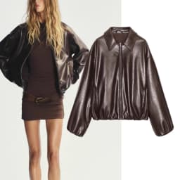 Fall New Arrival Women's Casual Fashion Leather Pilot Collar Jacket Coat High-End Feel Zipper Loose Fit Long Sleeve Zipper