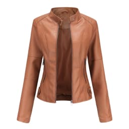 Women Leather Jacket 2025 Spring Autumn Black PU Leather Coat Stand-up Collar Motor Biker Jacket