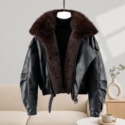 New Winter Parkas Women Leather Jacket Big Fur Collar Tooling Cotton Clothes Thicke Warm Cotton Padded Coat Female Outerwear Top