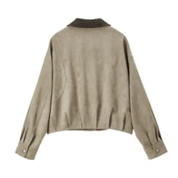 SENTUBILA Women Faux Suede Cropped Jacket Autumn 2026 Vintage Retro Vibe Drop Shoulder Loose Casual Daily Outer Coat W63WB8301
