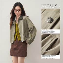 SENTUBILA Women Faux Suede Cropped Jacket Autumn 2026 Vintage Retro Vibe Drop Shoulder Loose Casual Daily Outer Coat W63WB8301