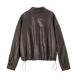 SENTUBILA Women's Retro PU Jacket Motorbike Style Loose Drop Shoulder Cropped Coat 2026 Autumn Trendy Outerwear Ladies W63GA7905