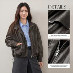 SENTUBILA Women's Retro PU Jacket Motorbike Style Loose Drop Shoulder Cropped Coat 2026 Autumn Trendy Outerwear Ladies W63GA7905