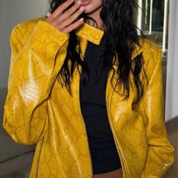 Women's Chic Snake Pattern Cropped Coat Trendy Stand Collar Faux Fur Leather Short Jacket 2026 Autumn NEW High Street Outfit