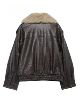 2026 Winter Women Loose Faux Leather Jacket Fashion Removed Big Fur Collar Causal Coat High Street Double Breasted Outwear