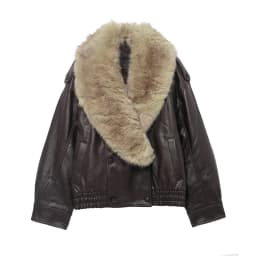 2026 Winter Women Loose Faux Leather Jacket Fashion Removed Big Fur Collar Causal Coat High Street Double Breasted Outwear