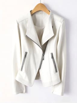 2026 Fashion Spring Autumn Women's PU Leather Jacket Short Coat Zip-up Quilted-lapel Top Belt Slim Jackets Streetwear Outerwear