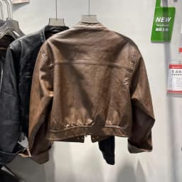 American Femme Large Size 4XL PU Leather Top Jacket Autumn Women Round Neck Loose Coat Winter Lady High End Faux Leather Outwear