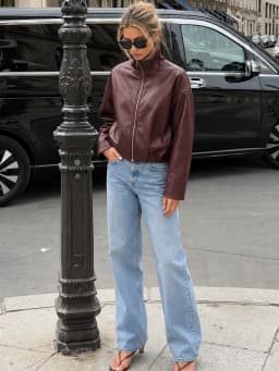 HH Vintage Women’s Cropped Faux Leather Jacket 2026 Spring Autumn Long Sleeve Stand-Collar Zip-Up Biker Style Coat Streetwear