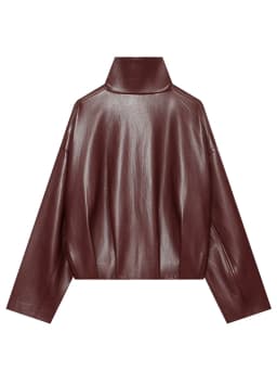 HH Vintage Women’s Cropped Faux Leather Jacket 2026 Spring Autumn Long Sleeve Stand-Collar Zip-Up Biker Style Coat Streetwear