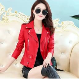 2025 New Womens Faux PU Leather Jacket Casual Lady Lapel Zipper Jacket Female Motorcycle Leather Coats
