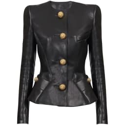 Fashion designer's new socialite women's snail button slim fit leather jacket windproof jacket motorcycle waterproof jacket