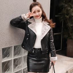 Short Women's Leather Jacket New Autumn/Winter Plus Velvet Thickened Western Style PU 2025 Suit Collar Coat