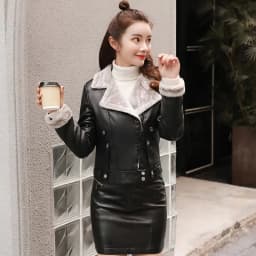 Short Women's Leather Jacket New Autumn/Winter Plus Velvet Thickened Western Style PU 2025 Suit Collar Coat
