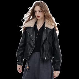 ELFSACK 2025 Winter New Arrivals Y2K Vintage Chic Layered Lapel Faux Leather Short Jacket For Women