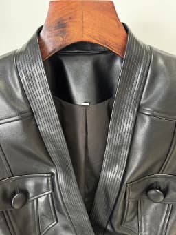 HIGH STREET Newest 2026 Designer Jacket Women's Belt Slim Fitting Leather Button Pocket Decoration Artificial Leather Blazer