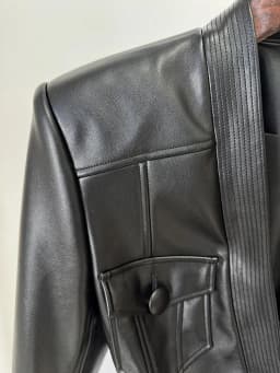 HIGH STREET Newest 2026 Designer Jacket Women's Belt Slim Fitting Leather Button Pocket Decoration Artificial Leather Blazer