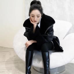 Korean Imitation Lambskin Long Sleeve Fur One-Piece Jacket Women's Overcoat Winter New Warm Loose Motorcycle Collar Leather Coat