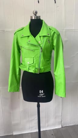 Nerazzurri Spring Autumn Short Green Pink Stylish Faux Leather Biker Jacket Women Zipper Long Sleeve Fashion 2022 5xl 6xl 7xl