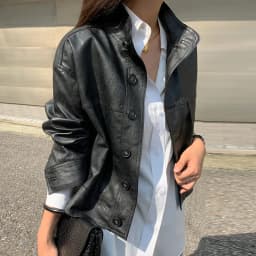 ZURICHOUSE Simple Wild Single Breasted Leather Jacket Women Fashion Stand Collar Loose Casual Faux Leather Locomotive Coat