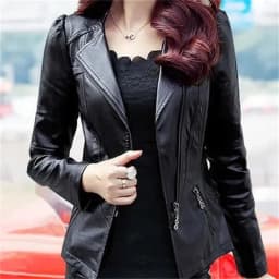 2026 Autumn Black Leather Jacket Women Leather Jacket Korean Slimming Motorcycle Leather Jacket Ladies PU Coat Short Outwear