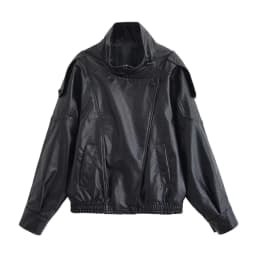 KONDALA 2026 Spring Autumn Faux Leather Women Vintage Coats Fashion Streetwear Zipper Turndown Collar Christmas Ladies Leathers
