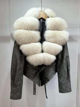 Janveny Huge Big Natural Fox Fur 2025 New Autumen Winter Pu Faux Leather Jacket Women Casual Female Lapel Zipper Motorcycle Coat