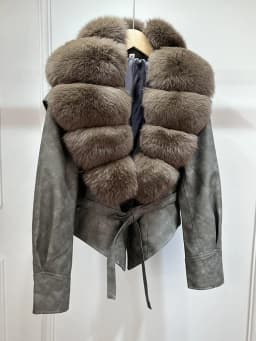 Janveny Huge Big Natural Fox Fur 2025 New Autumen Winter Pu Faux Leather Jacket Women Casual Female Lapel Zipper Motorcycle Coat