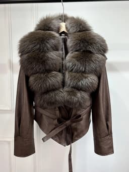 Janveny Huge Big Natural Fox Fur 2025 New Autumen Winter Pu Faux Leather Jacket Women Casual Female Lapel Zipper Motorcycle Coat