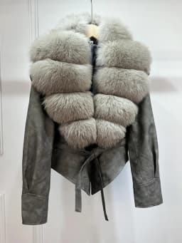 Janveny Huge Big Natural Fox Fur 2025 New Autumen Winter Pu Faux Leather Jacket Women Casual Female Lapel Zipper Motorcycle Coat