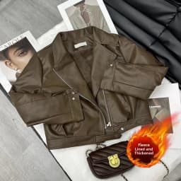 American Style Short Motorcycle Jacket Women's Autumn Winter New Design Zipper Slim Fit Leather Coat Sexy Girl Retro Style