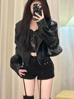 American Style Short Motorcycle Jacket Women's Autumn Winter New Design Zipper Slim Fit Leather Coat Sexy Girl Retro Style