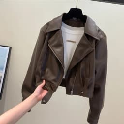 American Style Short Motorcycle Jacket Women's Autumn Winter New Design Zipper Slim Fit Leather Coat Sexy Girl Retro Style