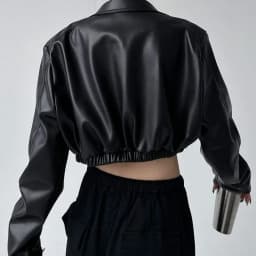 Y2k Black New PU Leather Jacket Cropped Jacket Long-sleeved Top Motorcycle Jackets Design Loose Streetwear Coat Trendy Vintage