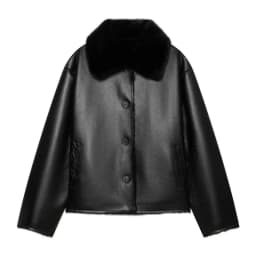 Double-Sided Fake Leather Jacket Women's Loose Versatile New Winter Outerwear Fashionable European Style Long Sleeve Button C...