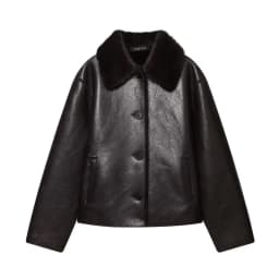 Double-Sided Fake Leather Jacket Women's Loose Versatile New Winter Outerwear Fashionable European Style Long Sleeve Button C...