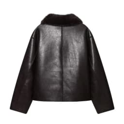 Double-Sided Fake Leather Jacket Women's Loose Versatile New Winter Outerwear Fashionable European Style Long Sleeve Button C...