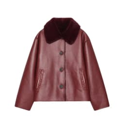 Double-Sided Fake Leather Jacket Women's Loose Versatile New Winter Outerwear Fashionable European Style Long Sleeve Button C...
