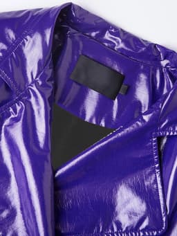 Nerazzurri Spring Autumn Purple Shiny Womens Patent Leather trench coat belt raglan sleeve Oversized soft runway long Overcoat