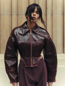Fashion Coated Cinched-waist Leather Jacket Women Retro Lapel Full Sleeve Zipper Fishbone Coats Lady Autumn Highstreet Coat 2026