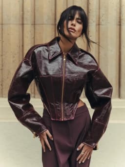 Fashion Coated Cinched-waist Leather Jacket Women Retro Lapel Full Sleeve Zipper Fishbone Coats Lady Autumn Highstreet Coat 2026