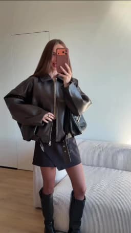Fashion Women's Vintage Faux Leather Bomber Jacket Solid Zipper Long Sleeves Spring Autumn Retro High Street Coat Outerwear