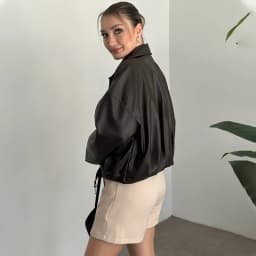Fashion Women's Vintage Faux Leather Bomber Jacket Solid Zipper Long Sleeves Spring Autumn Retro High Street Coat Outerwear