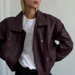 Burgundy Cropped Faux Leather Jacket Cool Long Sleeve Double Breasted Coat 2026 Autumn New Street Y2k Daily Commute Outerwear