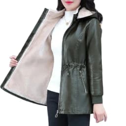 Winter Coat New Fashion Soft Leather Clothes Women's Long Sheep Leather Jacket Plus Velvet Padded Warm Coat