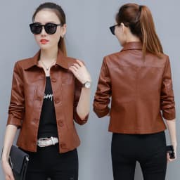 Pu Motorcycle Leather Coat Women's 2026 Spring Autumn New Hong Kong Style Chic Jacket Short Loose Fashion Wild Leather Jackets